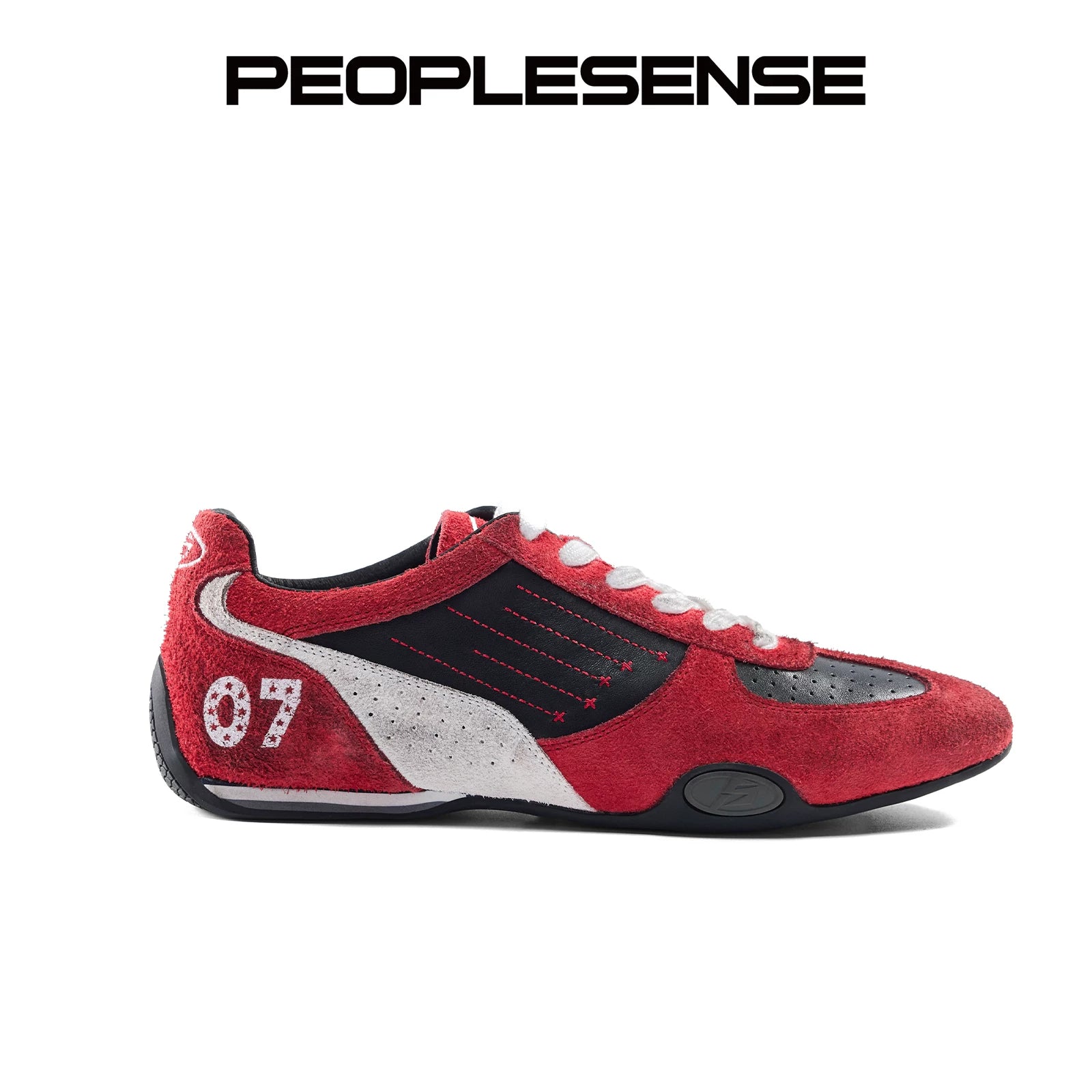 PEOPLESENSE Beef Suede Stitching Embroidered Sneakers