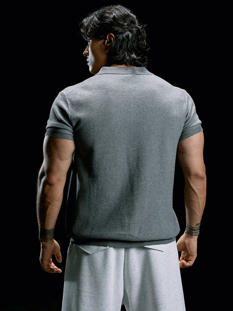 MuscleDog Lapel Loose Casual Sports Tee