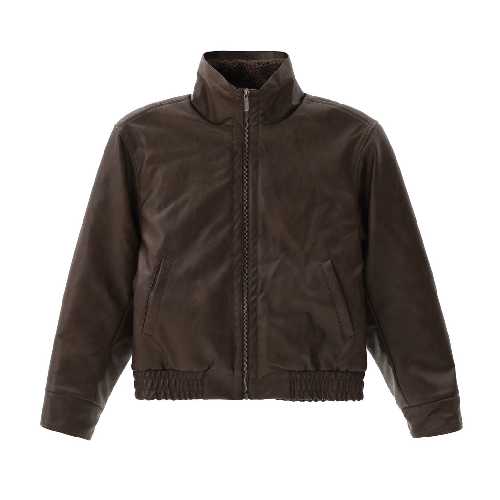 ZOZOFOREST Fleece Inner Bomber Leather Jacket
