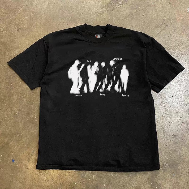 UPUPXIA Figure Silhouette Print Loose Tee