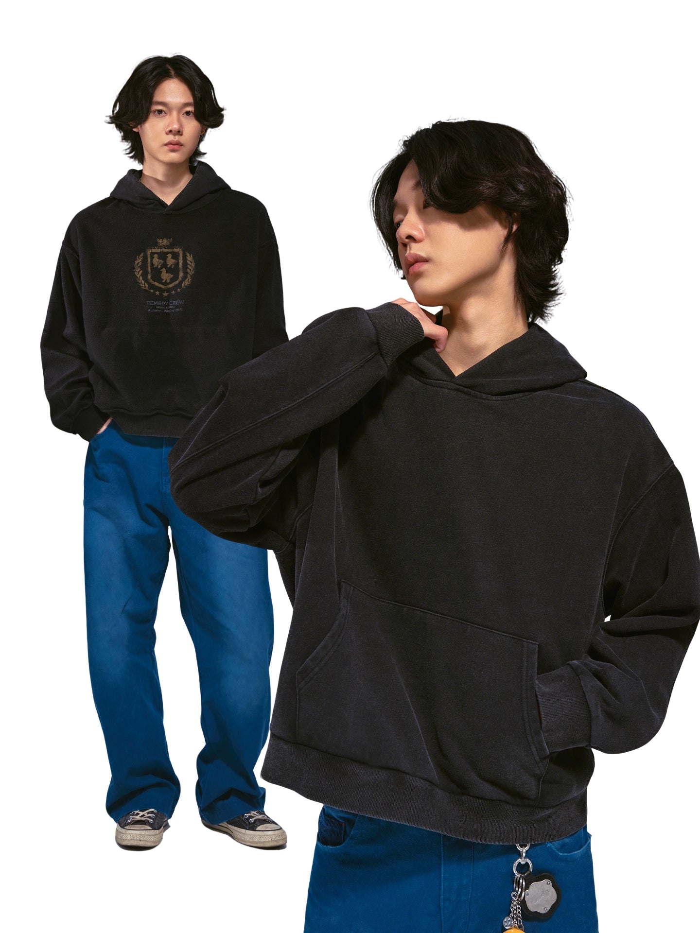 Remedy Vintage Loose Double Sided Hooded Sweater