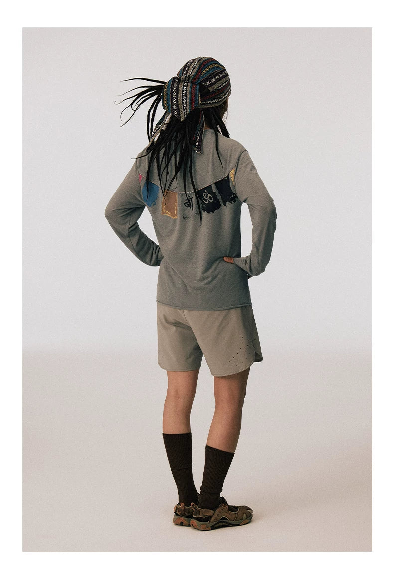 CONP Snow Prayer Flags Do Old Round Neck Long Sleeves