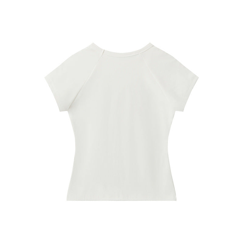 Nariele Bear Print Slim Crew Neck Babes Tee