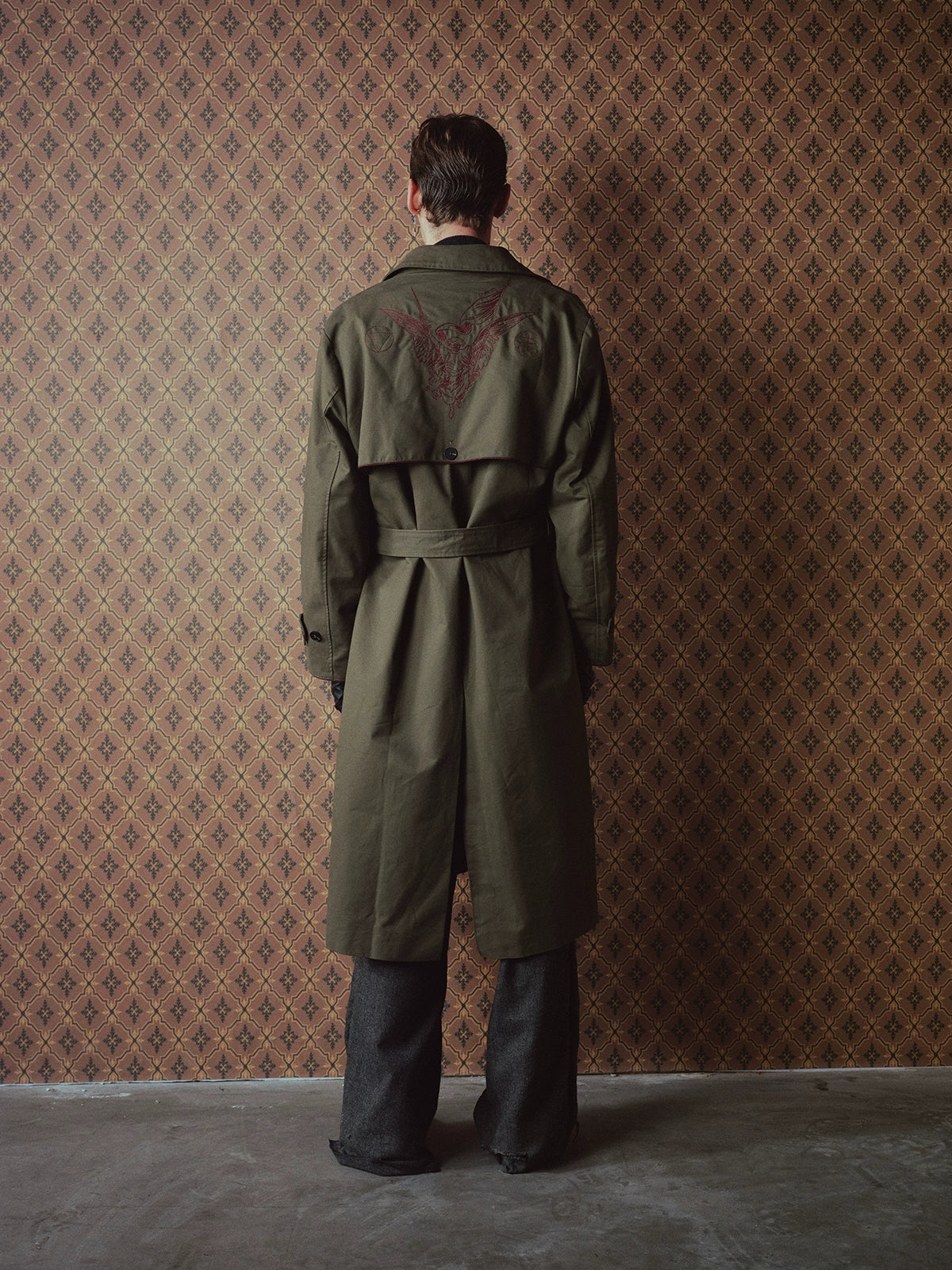 RICHILL Single-breasted Lapel Trench Coat