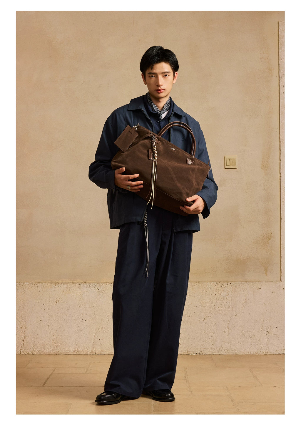 LR MADE Suede Handheld Oblique Span Tote Bag