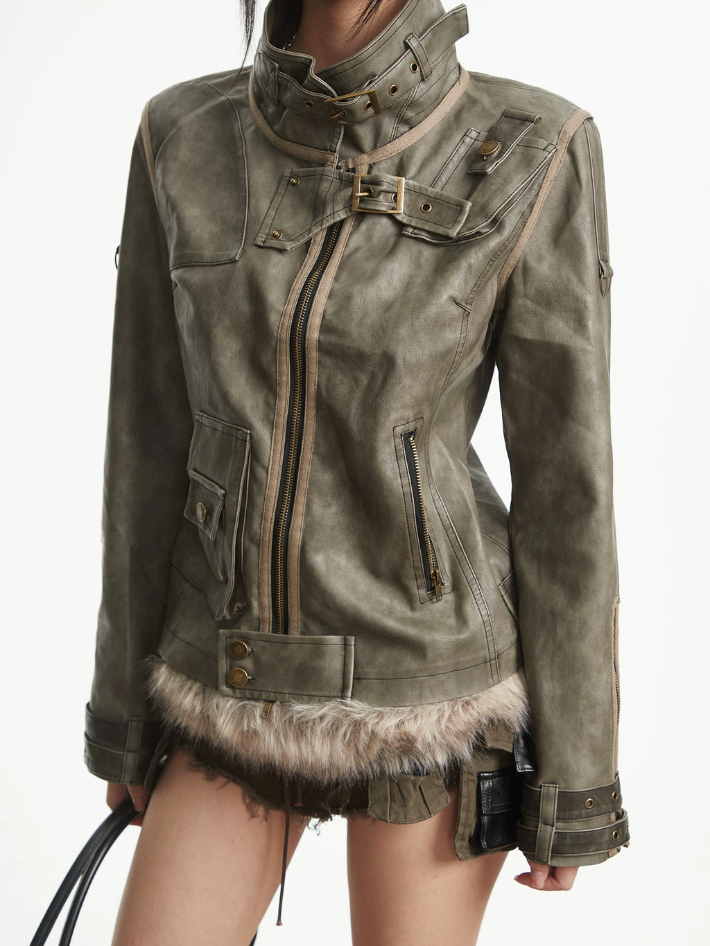 UNCMHISEX Vintage Leather Tooling Leather Jacket