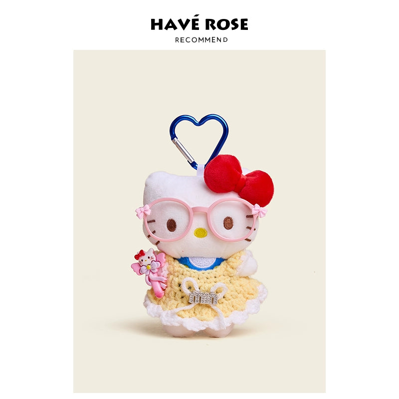 HAVEROSE Hellokitty Cute Plush Glasses Pendant