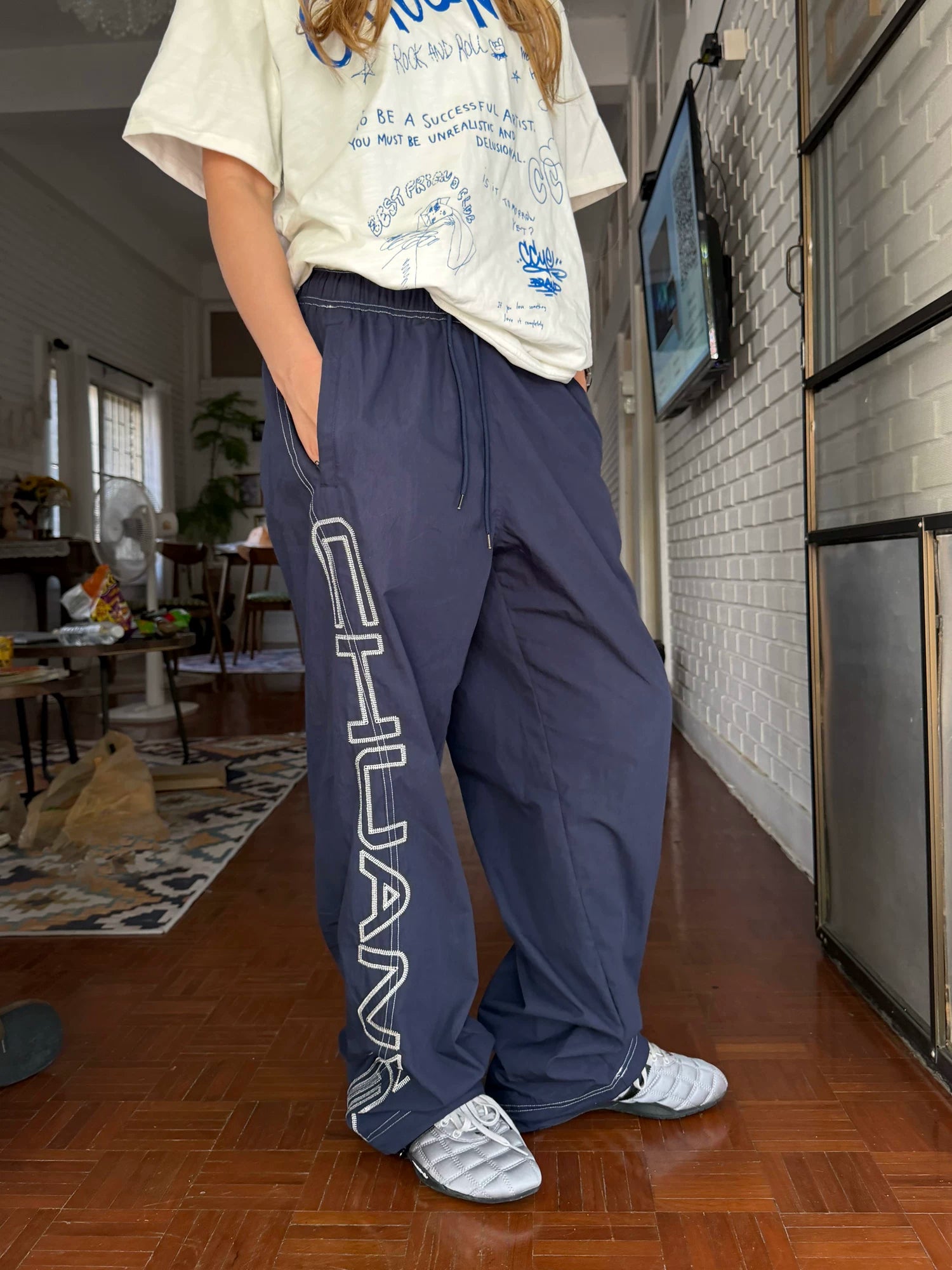 CCYE Thin Quick-drying Embroidered Loose Casual Pants