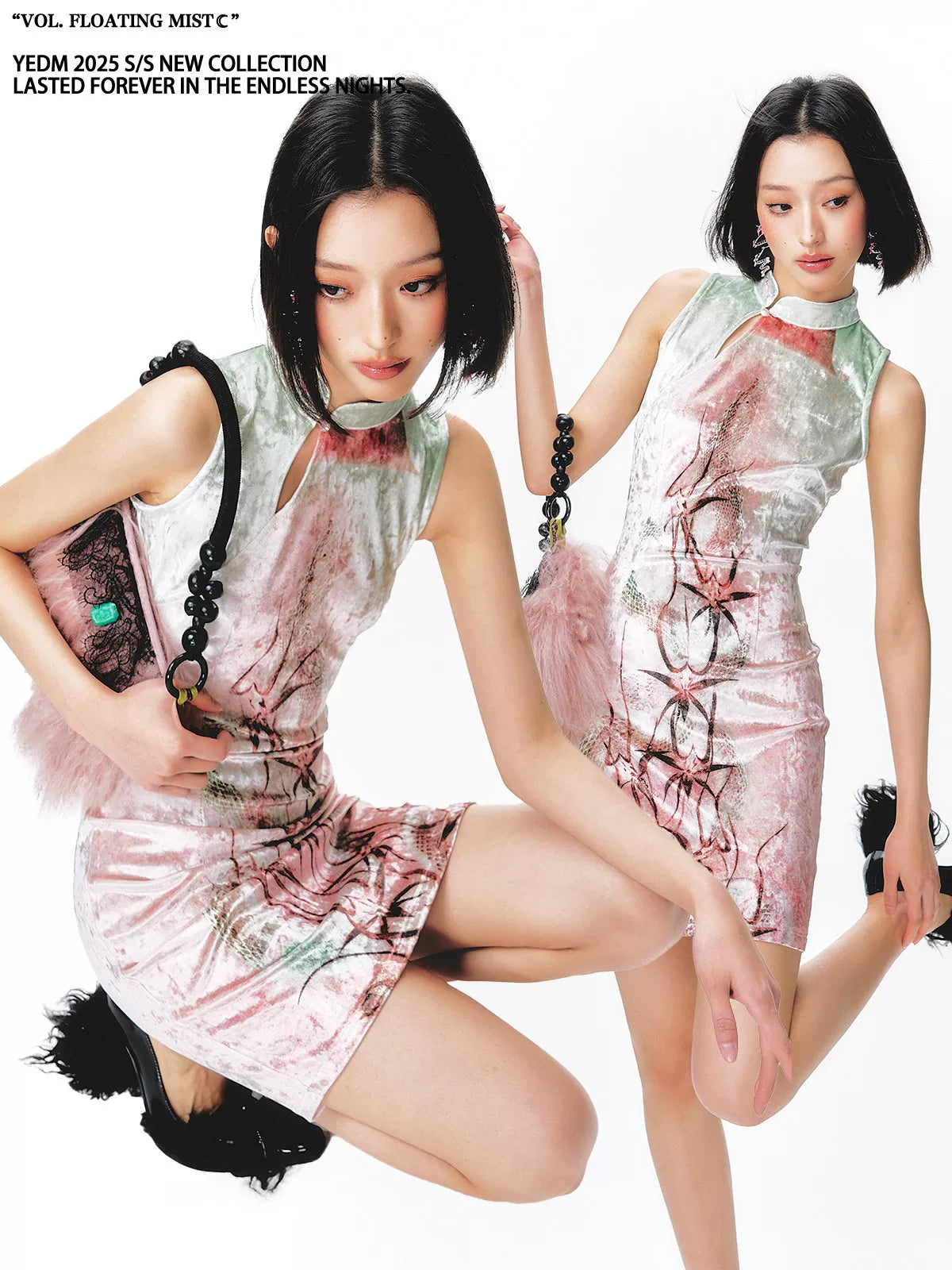 YEDM Retro Velvet Neck Dress