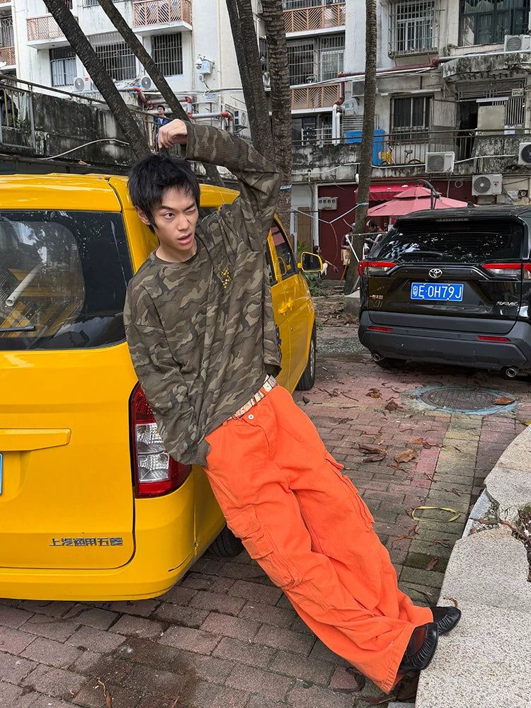 EAHO Multi-pocket Wide-leg Cargo Pants