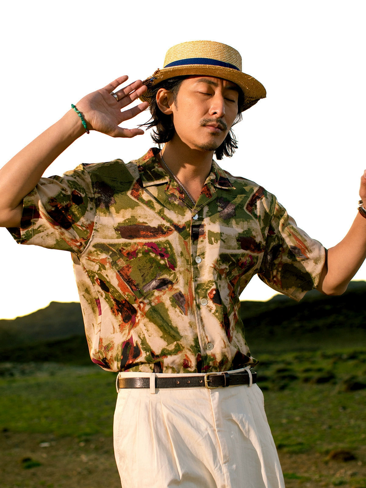 SOARIN Vintage Casual Loose Five-quarter Sleeve Shirt