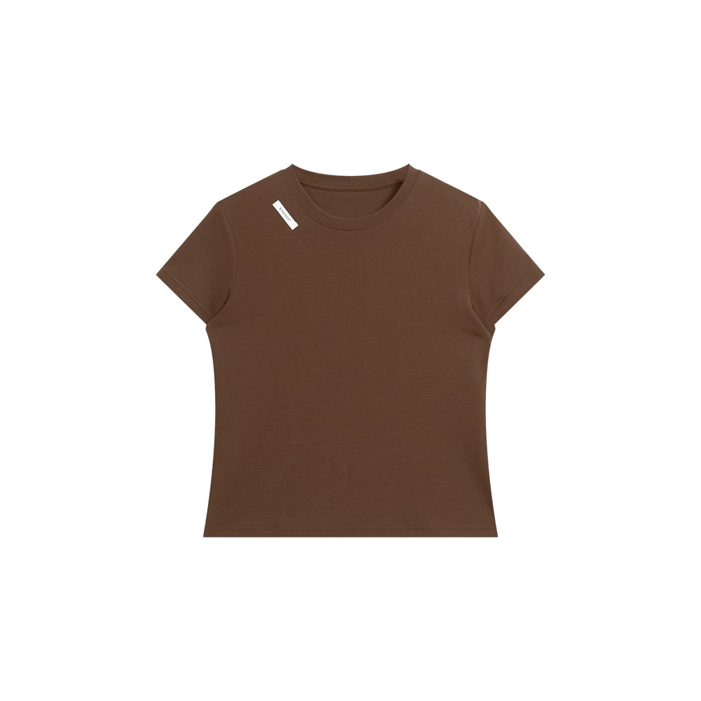 FUNKYFUN Labeling LOGO Front Shoulder Version Crew Neck Tee