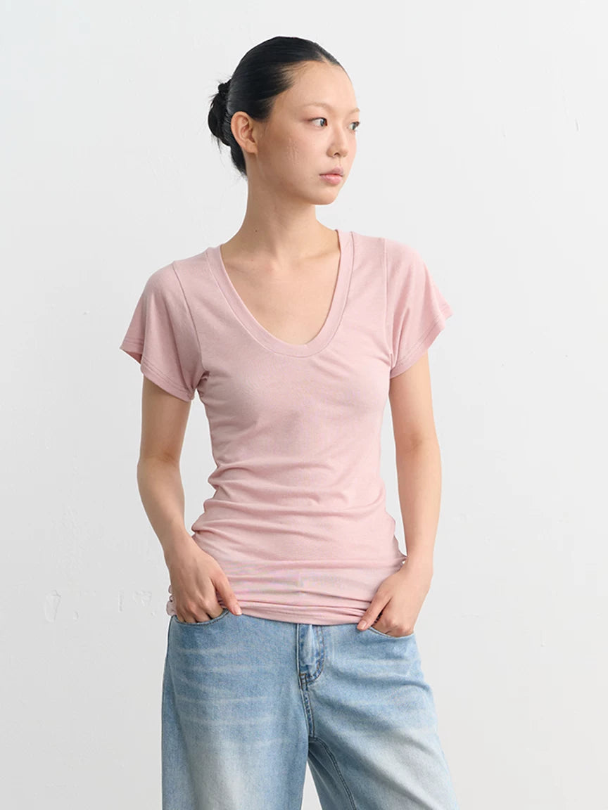 LINY LIBERTY Lazy Wind U Neck Slim Tee