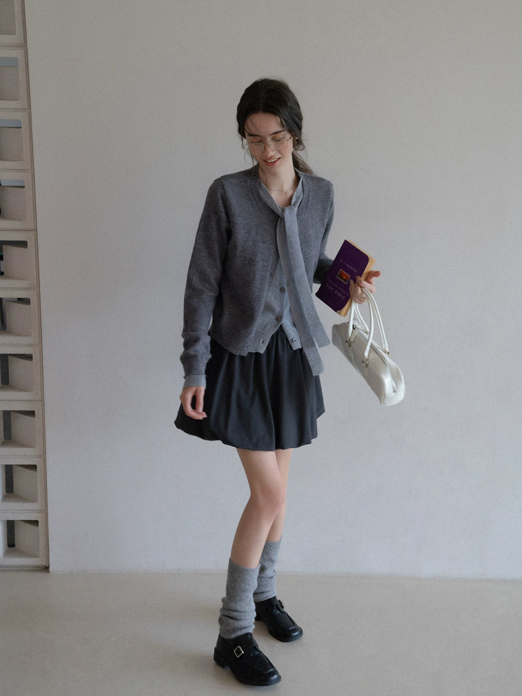 EGGKA Strappy Fake Two-piece Loose Casual Knitted Cardigan