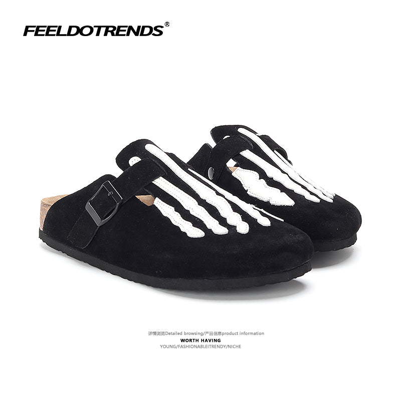 MR.Fang anti-velvet leather Bones Clog