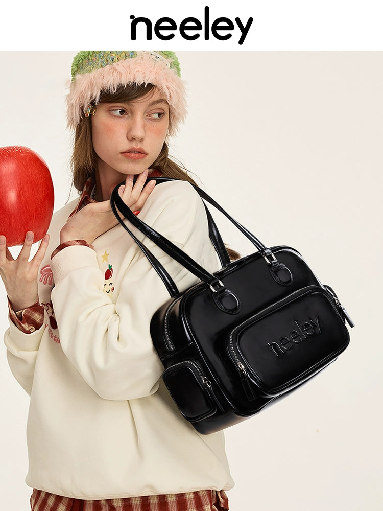 Neeley Large Capacity Vintage Textured Leather Underarm Bag