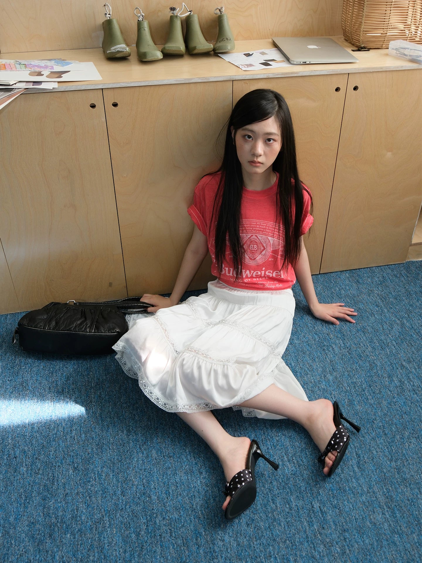 Mooreyu Polka Dot Bow Versatile High Heel Cool Slippers