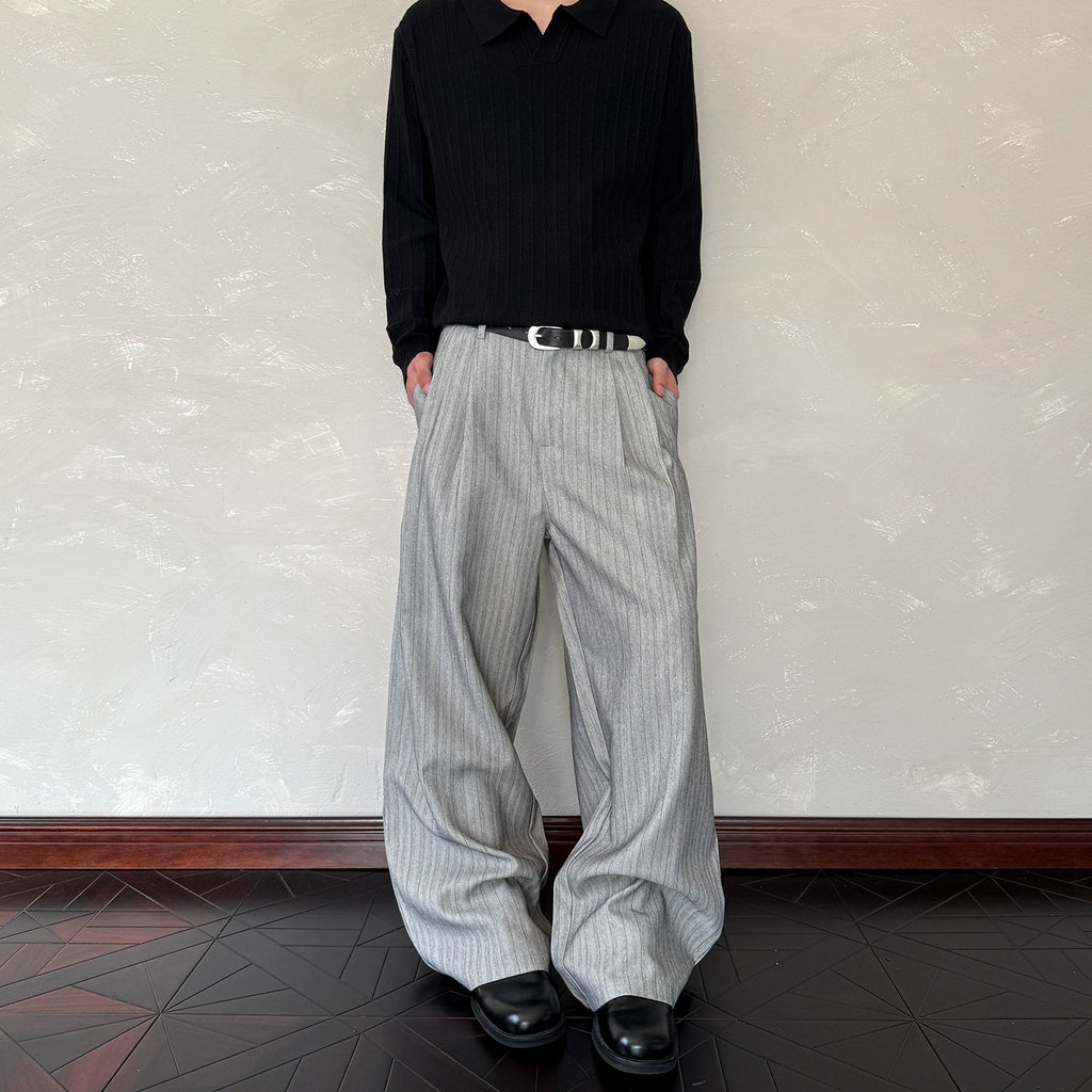 A PUEE Retro Old Money Wind Striped Trousers