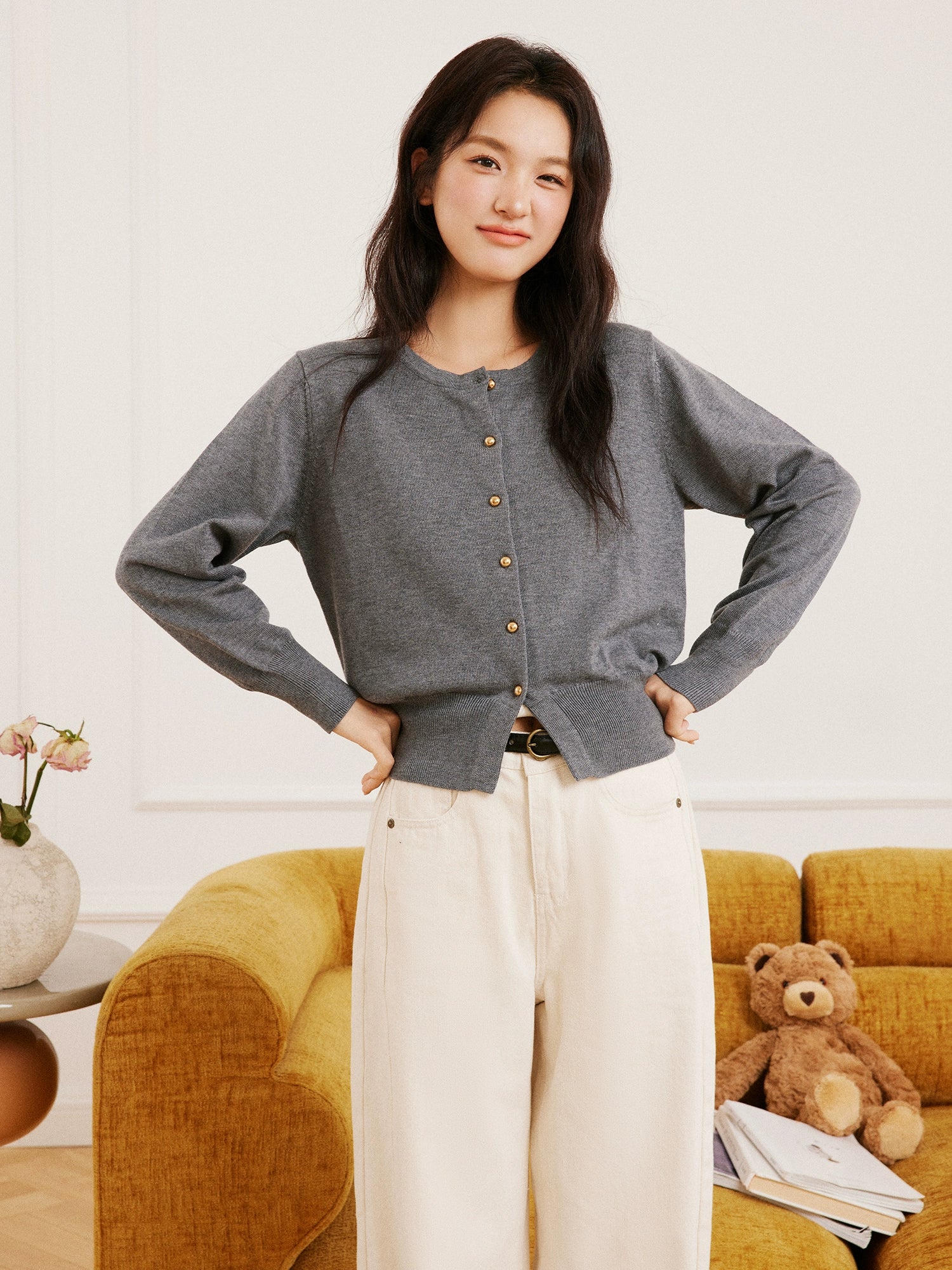 RPB BRAND Simple Short Cardigan Sweater Knitted Sweater Jacket