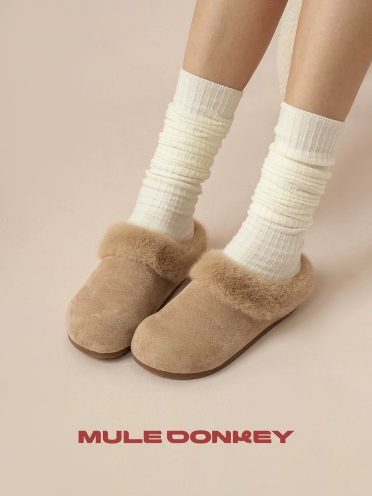 Donkey Wears Fur and Fleece Birkenstocks