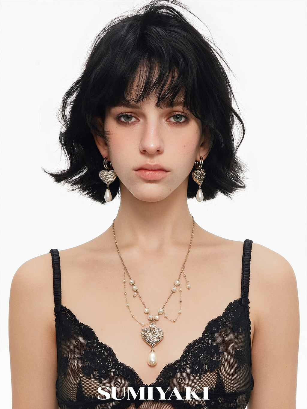 SUMIYAKI Double-sided Relief Love Pearl Necklace