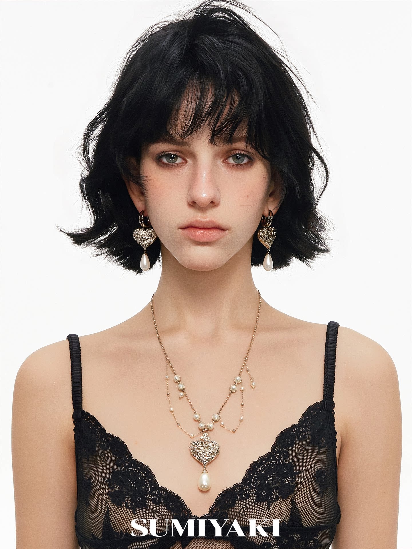 SUMIYAKI Double-sided Relief Love Pearl Necklace