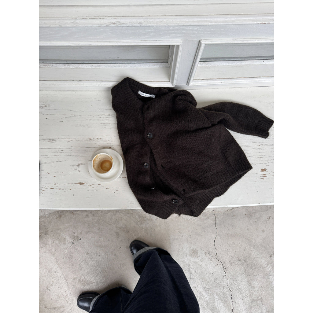 Anniehall Temperament Retro Wool Crew Neck Cardigan Sweater