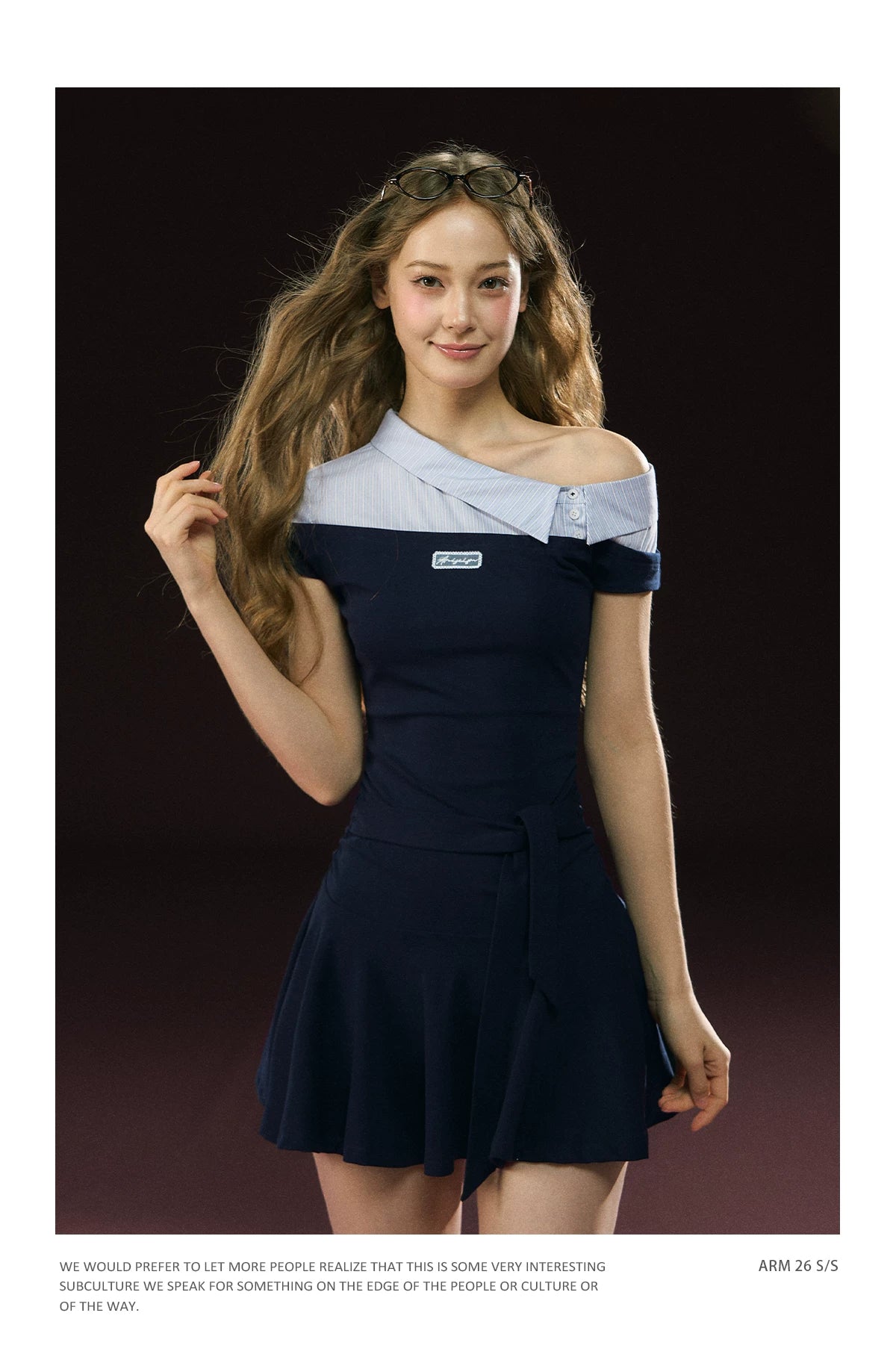 Ariseism Vintage Shirt Collar Splicing Dress