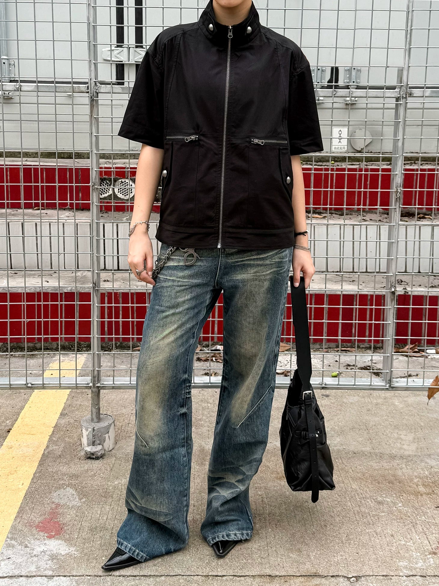 TZ Killer Zip Loose Versatile Short Sleeve Shirt