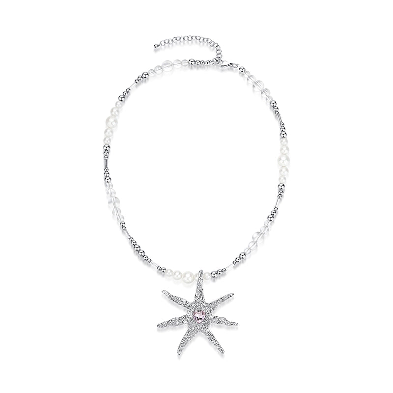 1JINN Temperament Personality Pearl Starfish Necklace