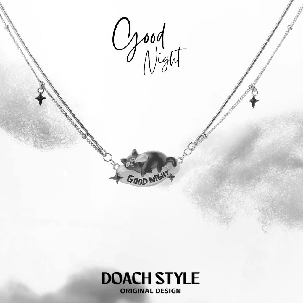 DOACH Cat Sterling Silver Sweet Cool Stacked Necklace