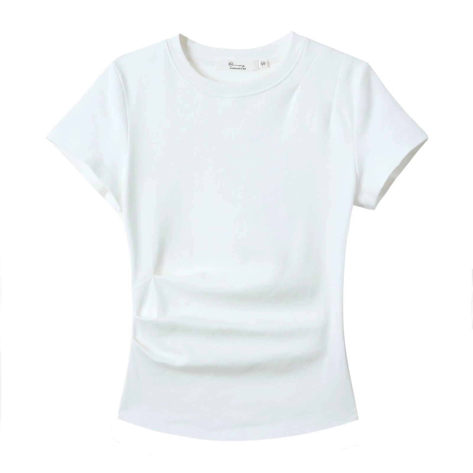XUJING Pleated Front Shoulder Slim and Thin Tee