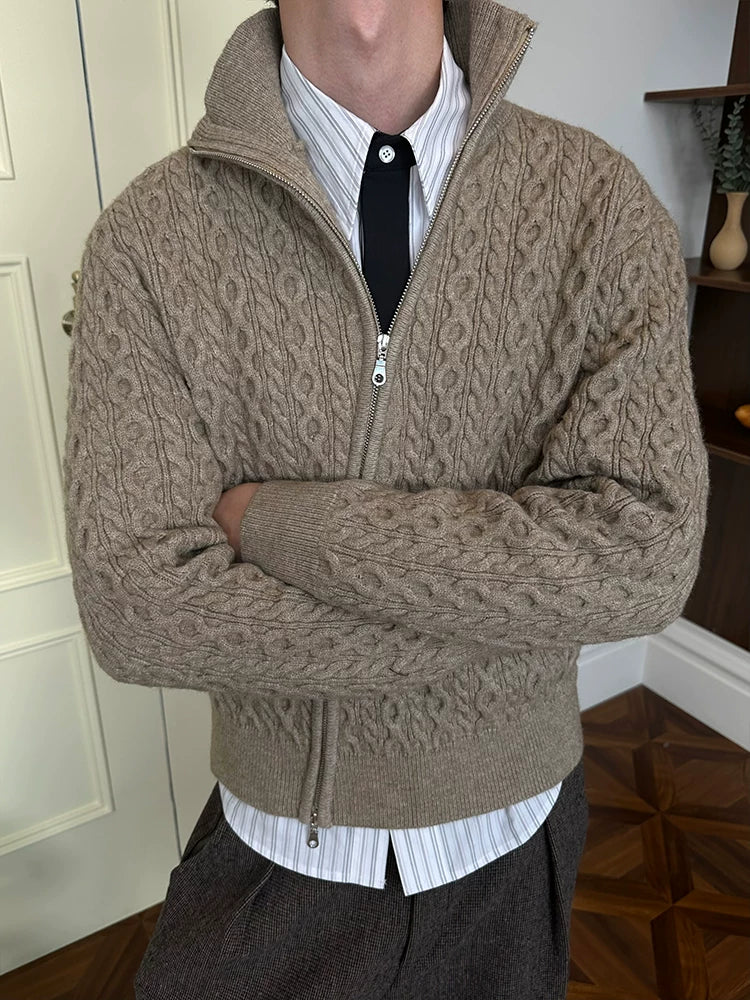 KREATE 800g Arctic Fleece Slanted Zip Twist Knitted Sweater