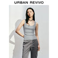 URBAN REVIVO Casual Versatile Slim Slim U-neck Vest