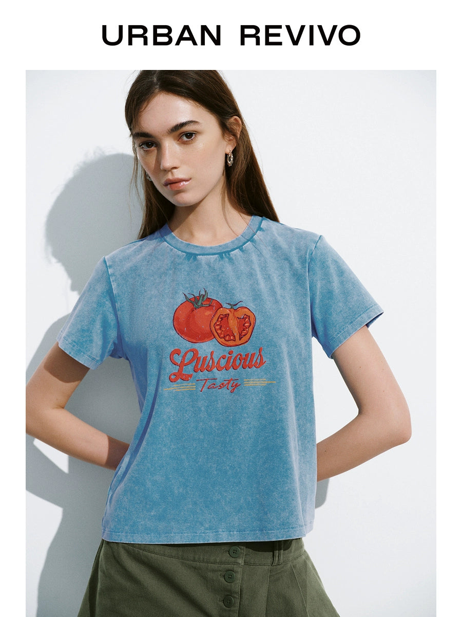 URBAN REVIVO Retro Washed Printed Tee