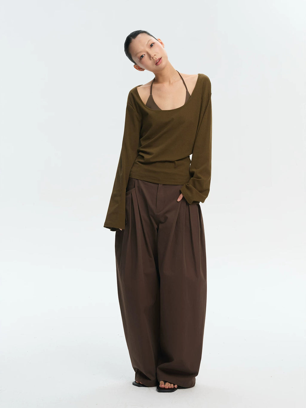 LINY LIBERTY Lazy Loose Waist High Elastic Knitted Long Sleeves