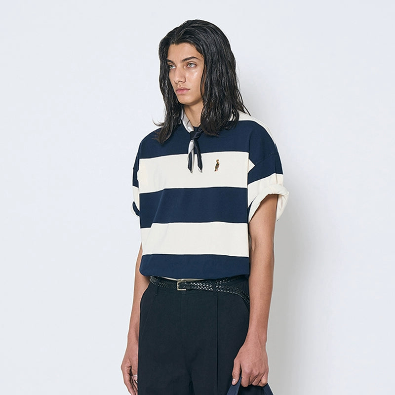 PARTIMENTO Coarse Striped Contrasting Tee