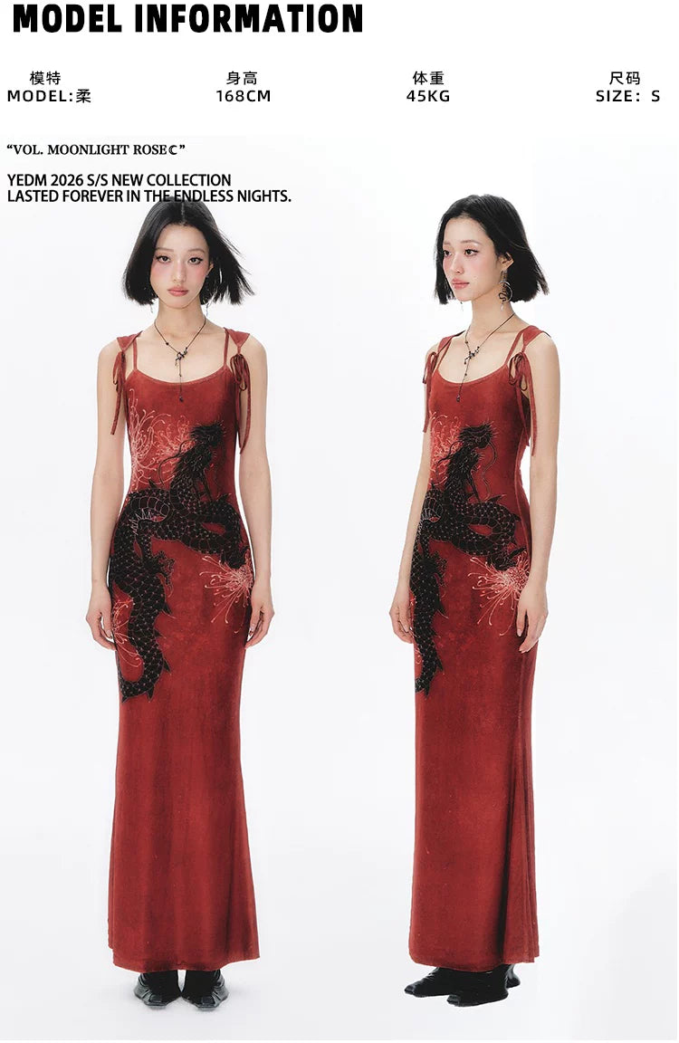 YEDM Retro Slim-fit Suspender Fishtail Dress