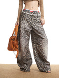 Mershier Leopard Wide Leg Loose Straight Jeans