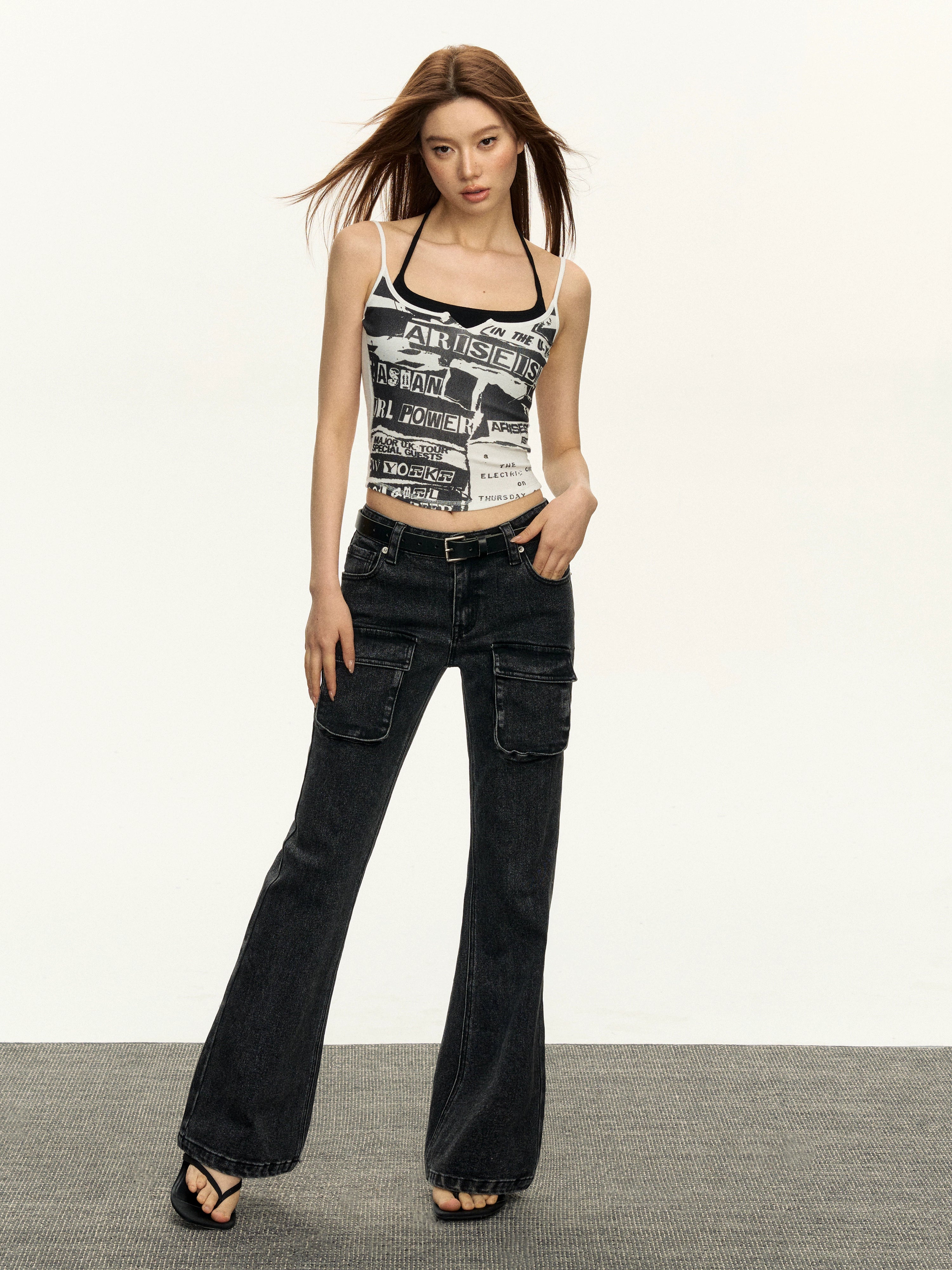 Ariseism Retro Low-rise Old Micro-flared Jeans