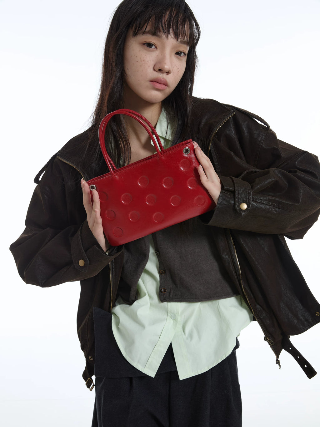 DirtySix Polka Dot Cowhide Messenger Bag