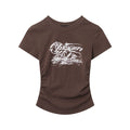 AIRHOOD Retro Simple Letter Print Pleated Tee