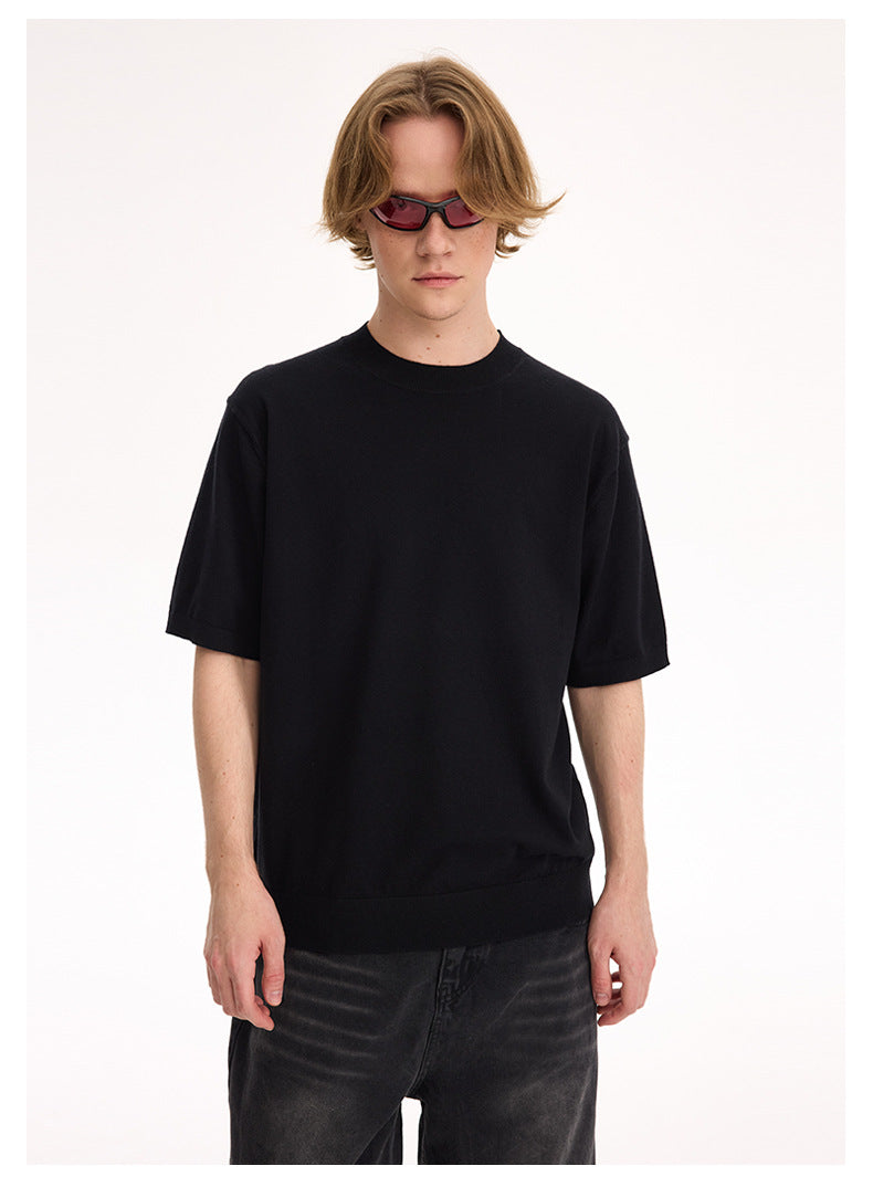 UNF Front Shoulder Turtleneck Knitted Tee