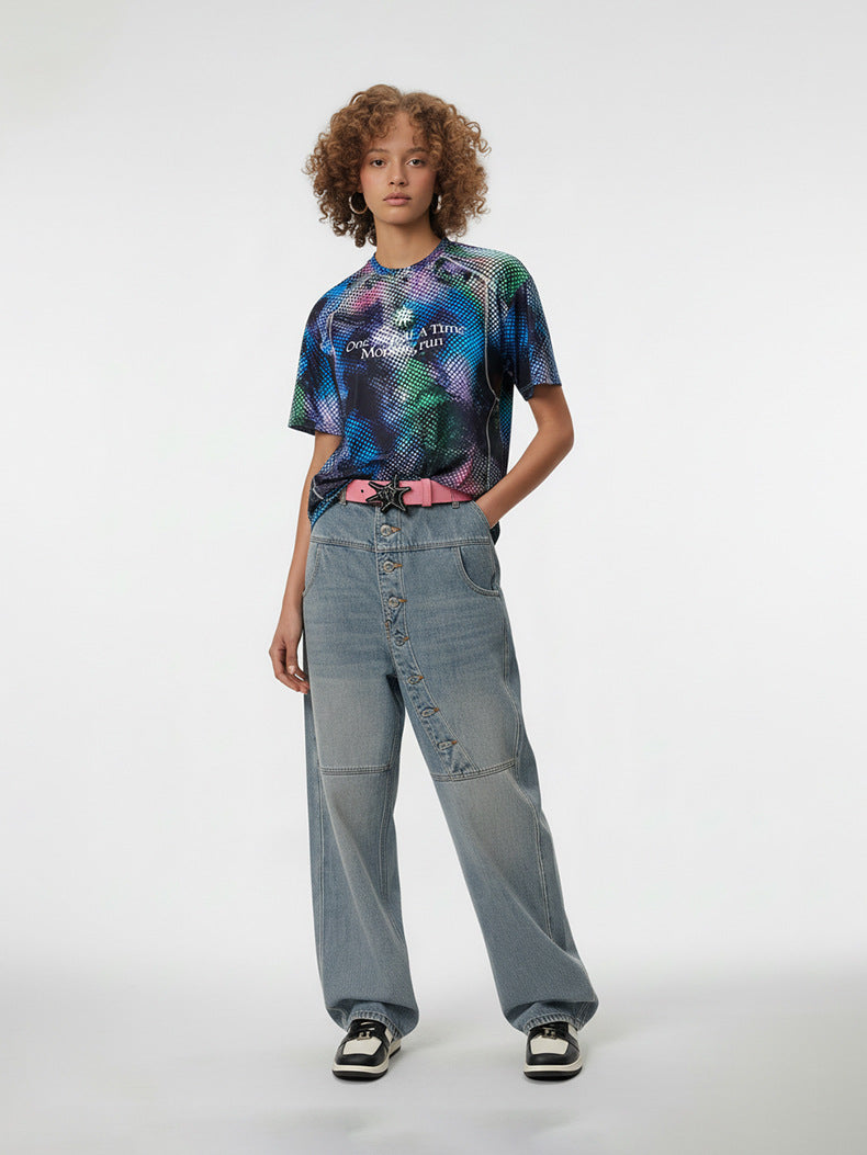 Inflation Tie-Dye Digital Printing Sports Short Sleeve T-Shirt