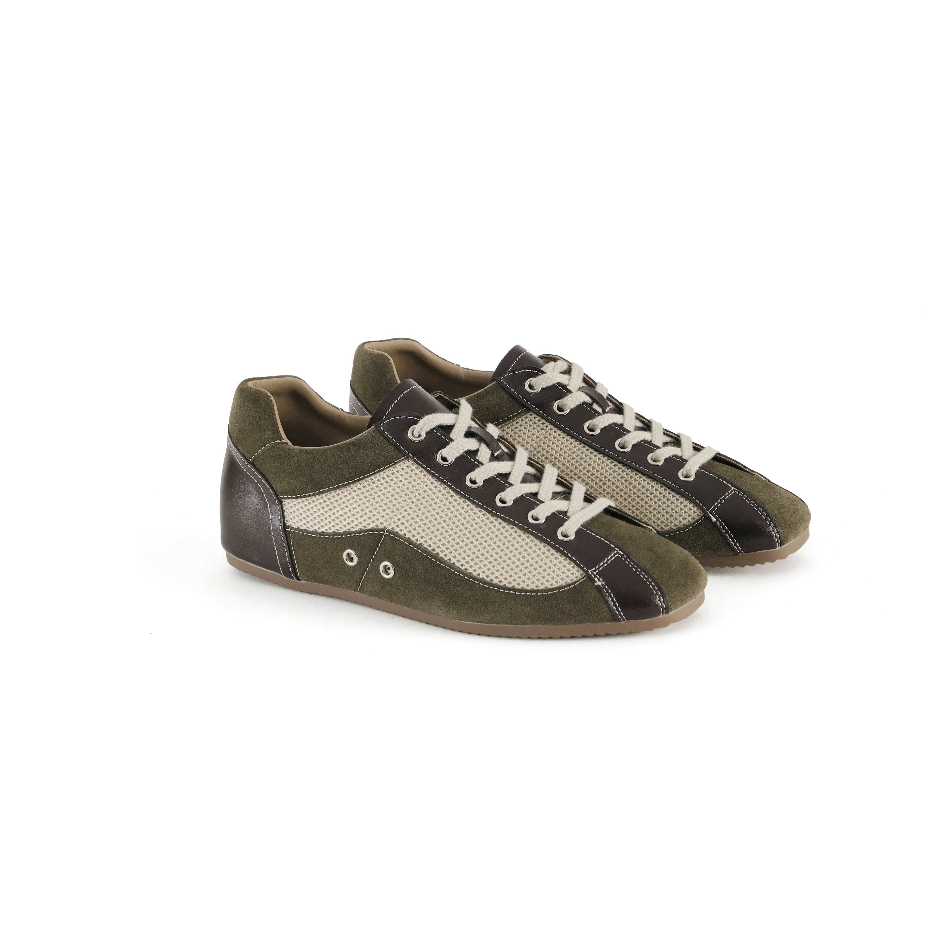 LIVINGTOWN Versatile Round Head Lace-up Color-matching Striped Casual Shoes