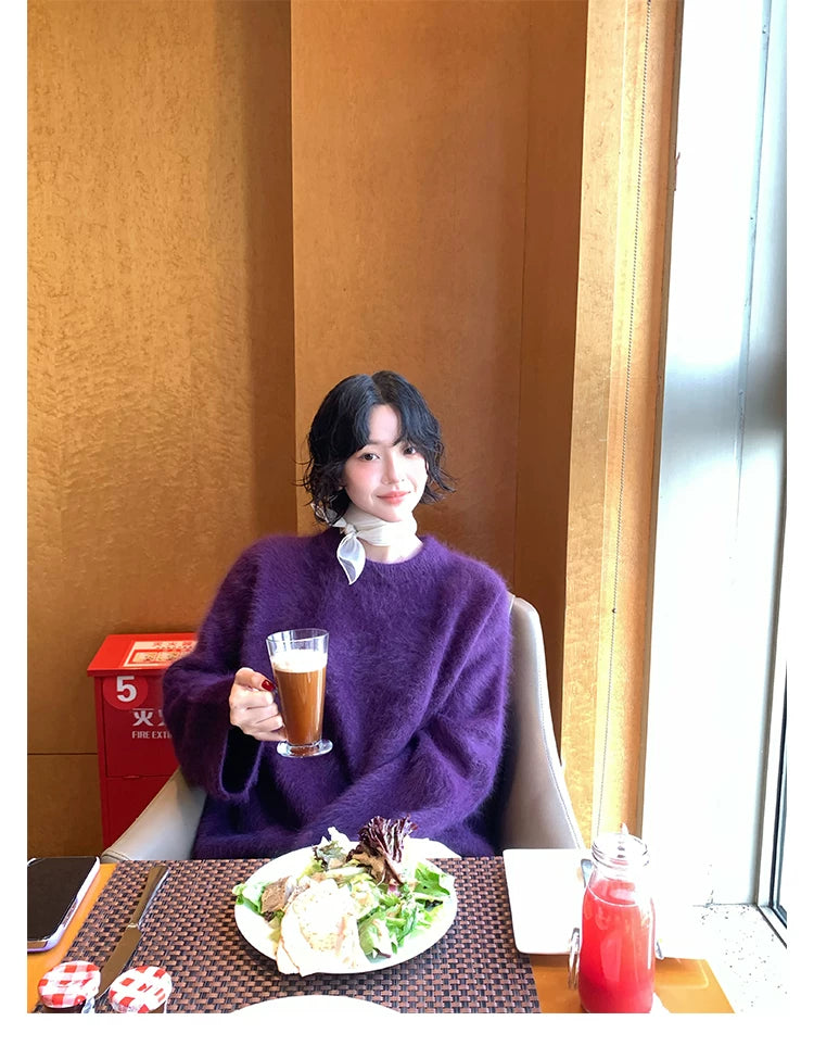 KELIFAN Vintage Thickened Soft Waxy Loose Knitted Sweater