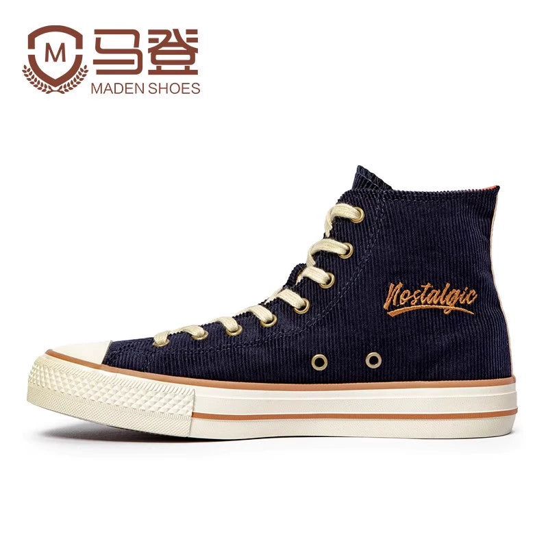 Maden Vintage Corduroy High Top Canvas Shoes