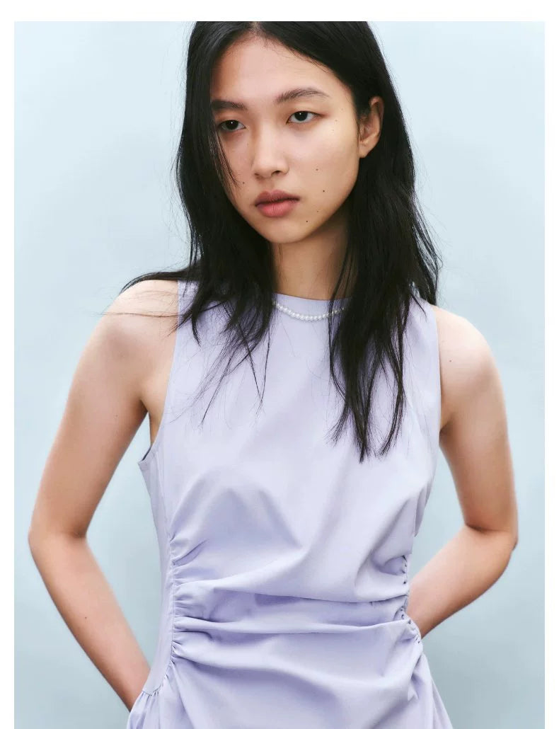 URBAN REVIVO Pleated Waist Slim Sleeveless Dress