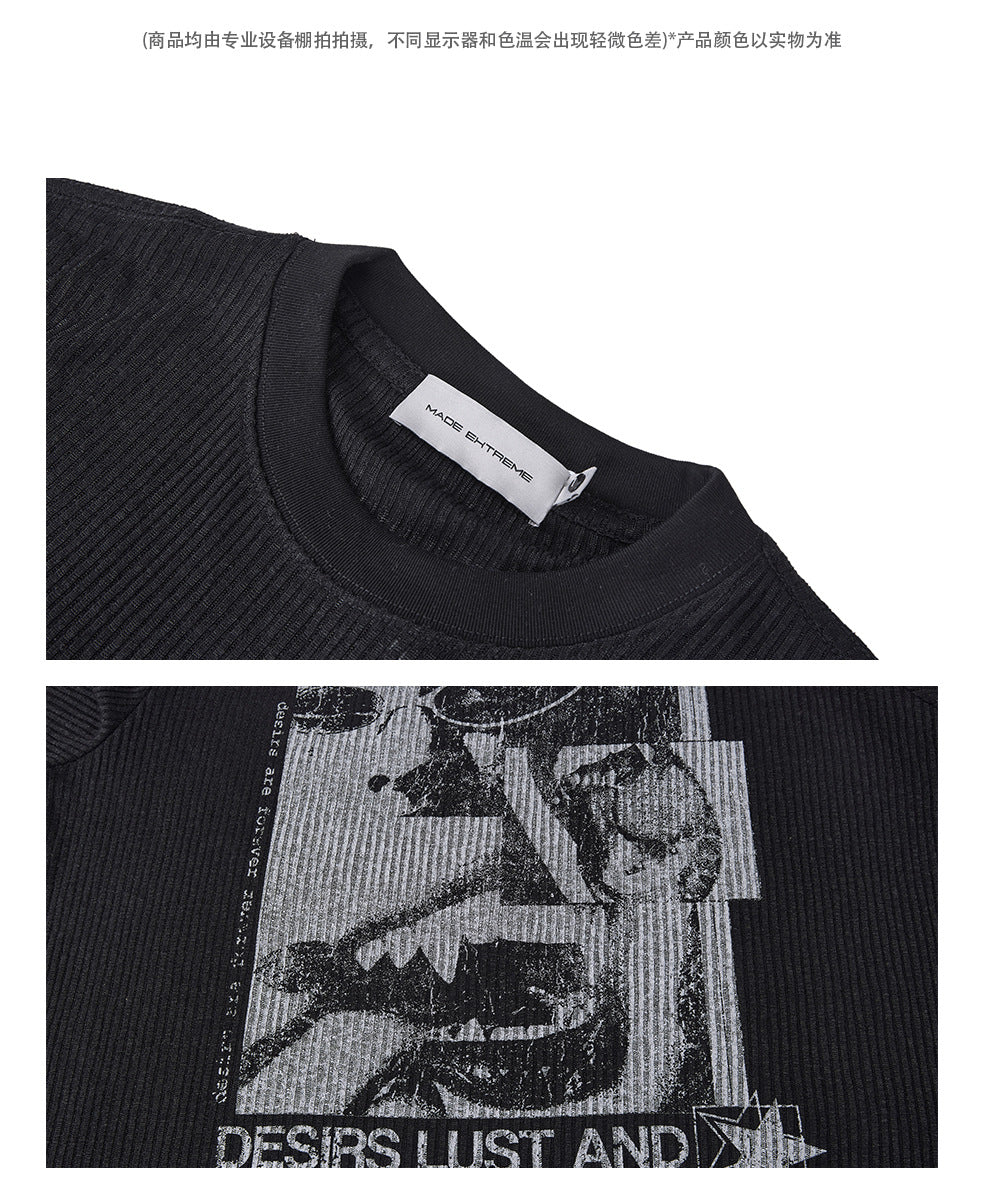 EME Retro Hollow Knit Crew Neck Tee