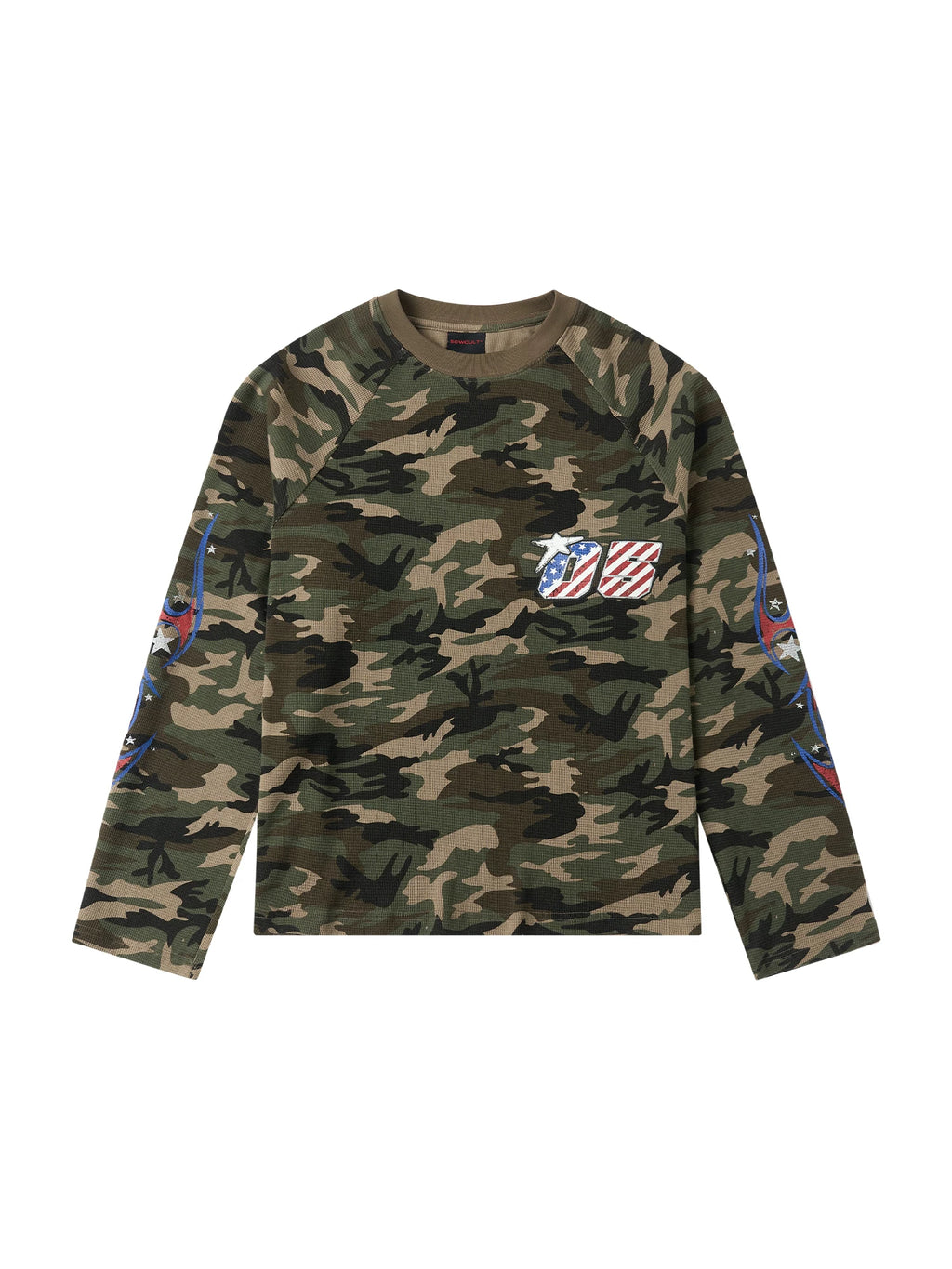 SAXGENWON Waffle Camouflage Knitted Long Sleeves